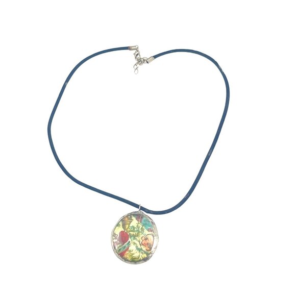 Vintage-Inspired Santa Pendant Necklace Adjustable Blue Cord Festive - Picture 7 of 7